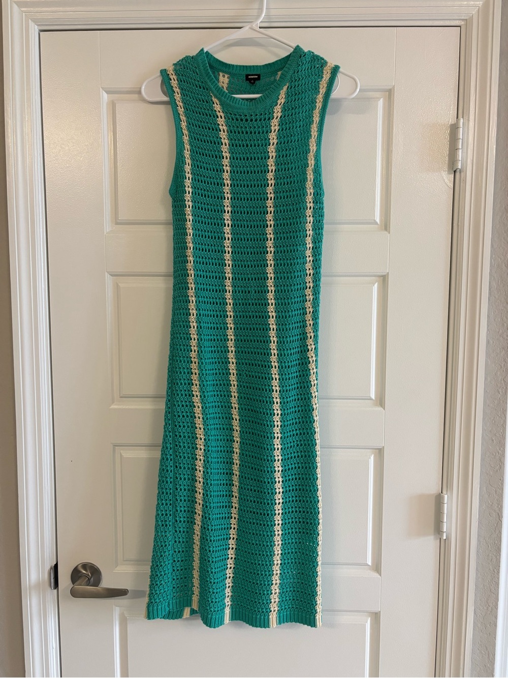 Like New Monrow Teal and Cream Crochet Maxi Dress